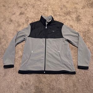 Vintage Nike Fleece Jacket Mens Large Gray Long Sleeve Full Zip Y2K Logo